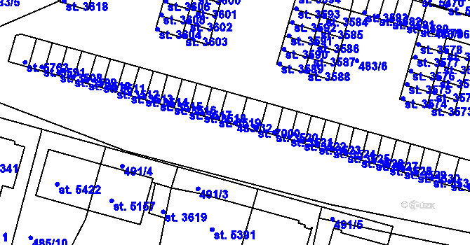 Parcela st. 483/32 v KÚ Třebíč, Katastrální mapa