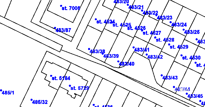 Parcela st. 483/39 v KÚ Třebíč, Katastrální mapa