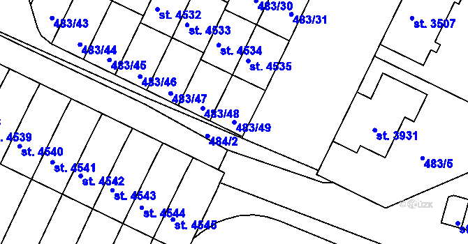 Parcela st. 483/49 v KÚ Třebíč, Katastrální mapa