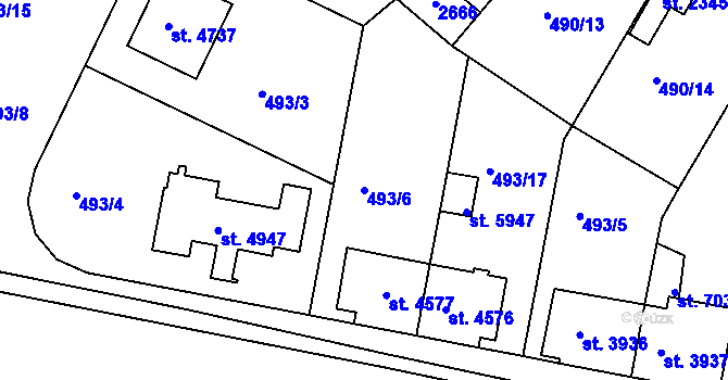 Parcela st. 493/6 v KÚ Třebíč, Katastrální mapa