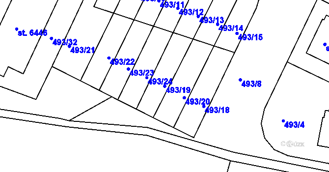 Parcela st. 493/19 v KÚ Třebíč, Katastrální mapa