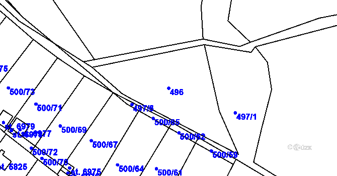 Parcela st. 496 v KÚ Třebíč, Katastrální mapa