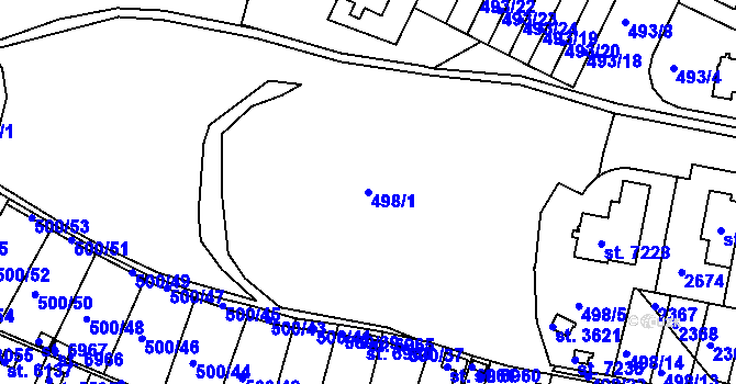 Parcela st. 498/1 v KÚ Třebíč, Katastrální mapa