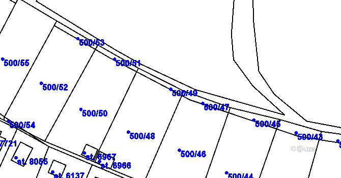 Parcela st. 500/49 v KÚ Třebíč, Katastrální mapa