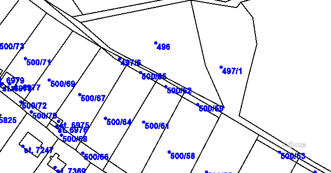 Parcela st. 500/62 v KÚ Třebíč, Katastrální mapa