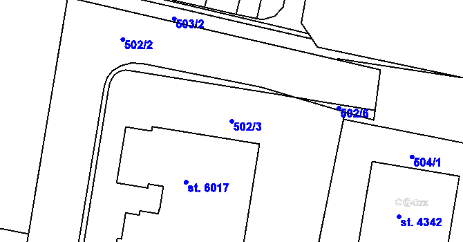 Parcela st. 502/3 v KÚ Třebíč, Katastrální mapa