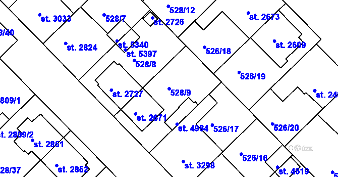 Parcela st. 528/9 v KÚ Třebíč, Katastrální mapa