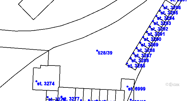 Parcela st. 528/39 v KÚ Třebíč, Katastrální mapa
