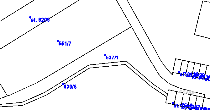Parcela st. 537/1 v KÚ Třebíč, Katastrální mapa