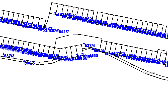 Parcela st. 537/4 v KÚ Třebíč, Katastrální mapa