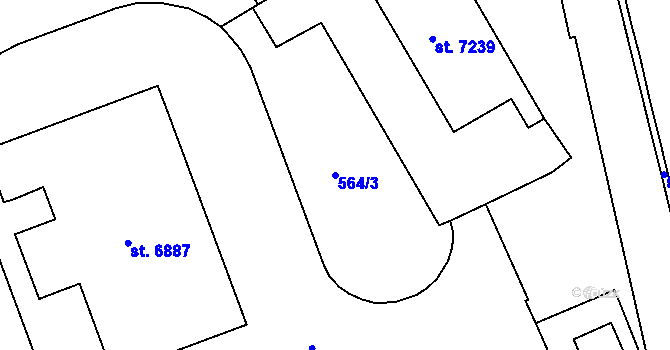 Parcela st. 564/3 v KÚ Třebíč, Katastrální mapa