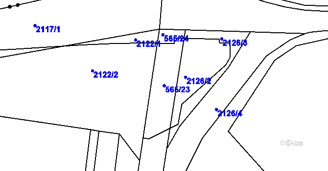 Parcela st. 565/23 v KÚ Třebíč, Katastrální mapa