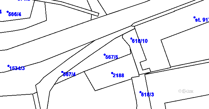 Parcela st. 567/5 v KÚ Třebíč, Katastrální mapa