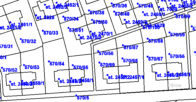 Parcela st. 570/56 v KÚ Třebíč, Katastrální mapa
