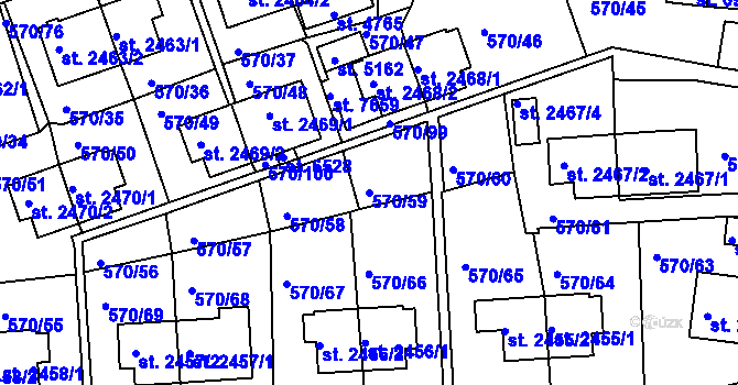 Parcela st. 570/59 v KÚ Třebíč, Katastrální mapa