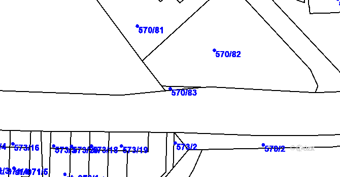 Parcela st. 570/83 v KÚ Třebíč, Katastrální mapa
