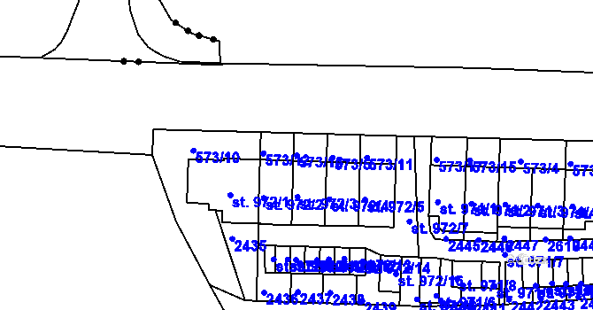 Parcela st. 573/13 v KÚ Třebíč, Katastrální mapa