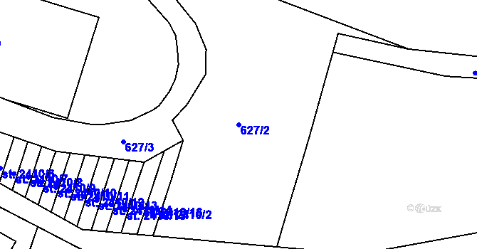 Parcela st. 627/2 v KÚ Třebíč, Katastrální mapa