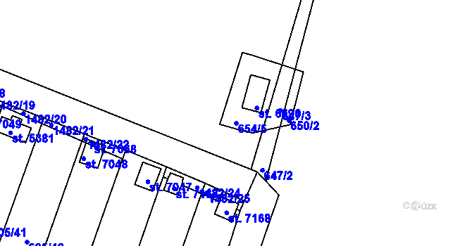 Parcela st. 654/5 v KÚ Třebíč, Katastrální mapa
