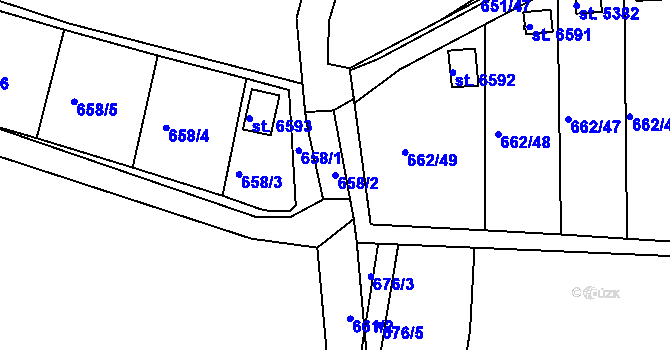 Parcela st. 658/2 v KÚ Třebíč, Katastrální mapa