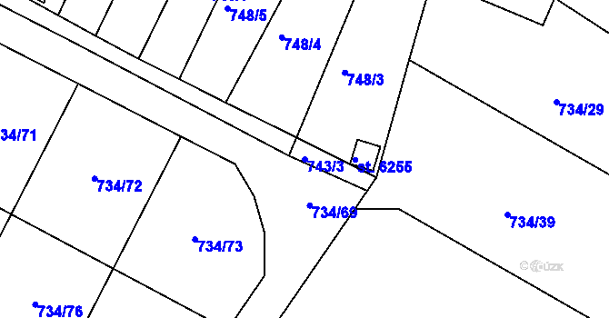 Parcela st. 743/3 v KÚ Třebíč, Katastrální mapa