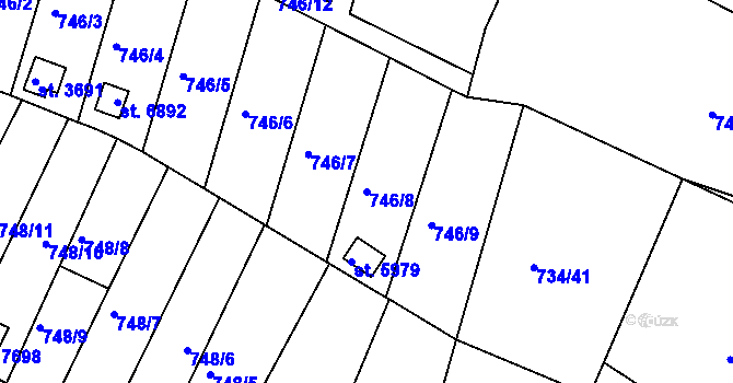 Parcela st. 746/8 v KÚ Třebíč, Katastrální mapa