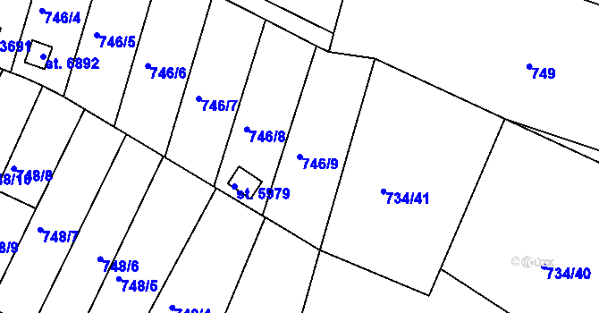 Parcela st. 746/9 v KÚ Třebíč, Katastrální mapa