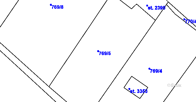 Parcela st. 769/5 v KÚ Třebíč, Katastrální mapa