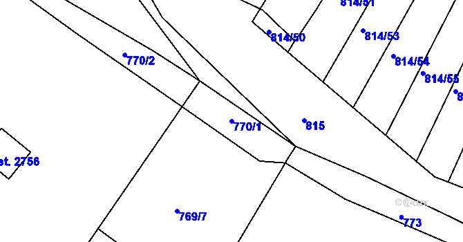 Parcela st. 770/1 v KÚ Třebíč, Katastrální mapa