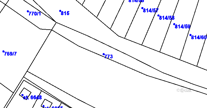 Parcela st. 773 v KÚ Třebíč, Katastrální mapa