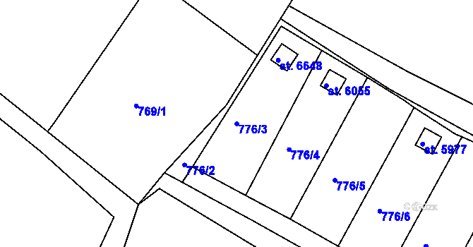 Parcela st. 776/3 v KÚ Třebíč, Katastrální mapa