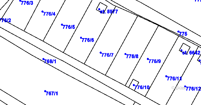 Parcela st. 776/7 v KÚ Třebíč, Katastrální mapa