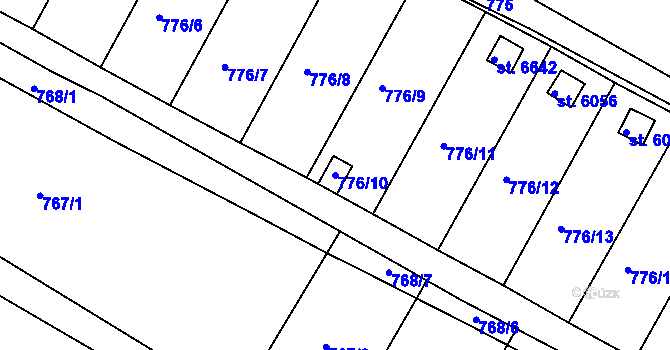 Parcela st. 776/10 v KÚ Třebíč, Katastrální mapa