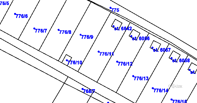 Parcela st. 776/11 v KÚ Třebíč, Katastrální mapa