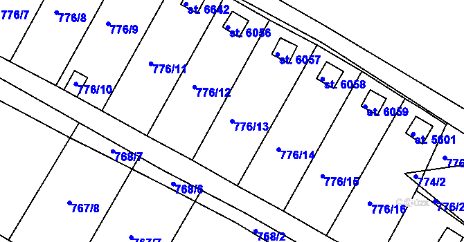 Parcela st. 776/13 v KÚ Třebíč, Katastrální mapa