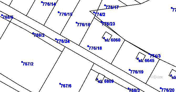 Parcela st. 776/18 v KÚ Třebíč, Katastrální mapa