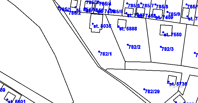 Parcela st. 782/1 v KÚ Třebíč, Katastrální mapa