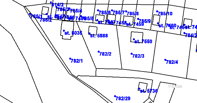 Parcela st. 782/2 v KÚ Třebíč, Katastrální mapa