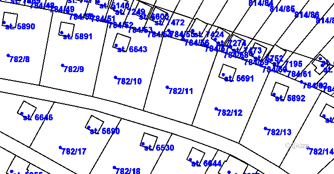 Parcela st. 782/11 v KÚ Třebíč, Katastrální mapa