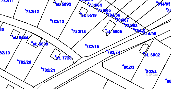 Parcela st. 782/15 v KÚ Třebíč, Katastrální mapa