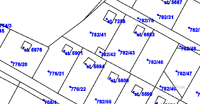 Parcela st. 782/42 v KÚ Třebíč, Katastrální mapa