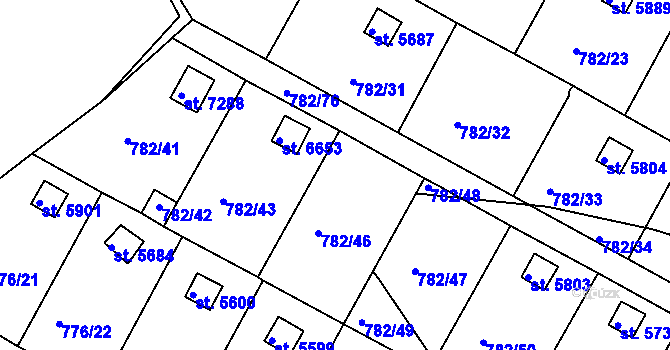Parcela st. 782/44 v KÚ Třebíč, Katastrální mapa
