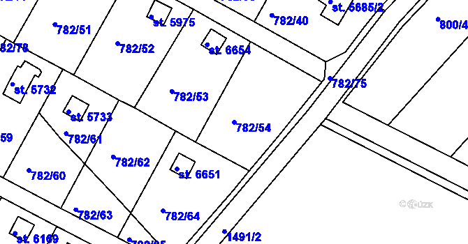 Parcela st. 782/54 v KÚ Třebíč, Katastrální mapa