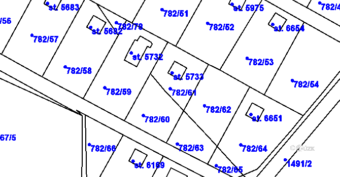 Parcela st. 782/61 v KÚ Třebíč, Katastrální mapa