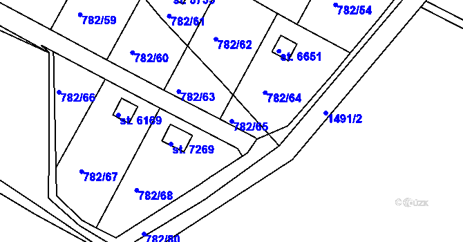 Parcela st. 782/65 v KÚ Třebíč, Katastrální mapa
