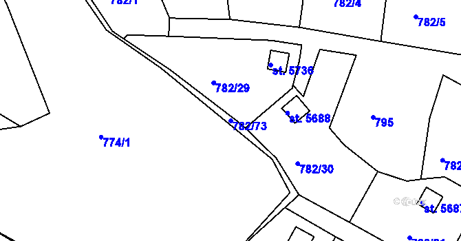 Parcela st. 782/73 v KÚ Třebíč, Katastrální mapa