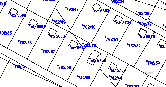 Parcela st. 782/78 v KÚ Třebíč, Katastrální mapa