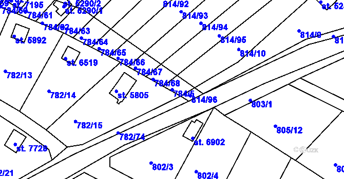 Parcela st. 784/5 v KÚ Třebíč, Katastrální mapa