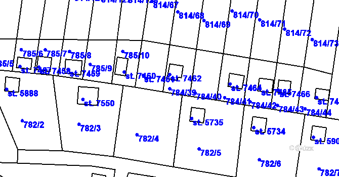 Parcela st. 784/39 v KÚ Třebíč, Katastrální mapa