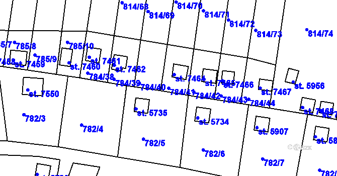 Parcela st. 784/41 v KÚ Třebíč, Katastrální mapa